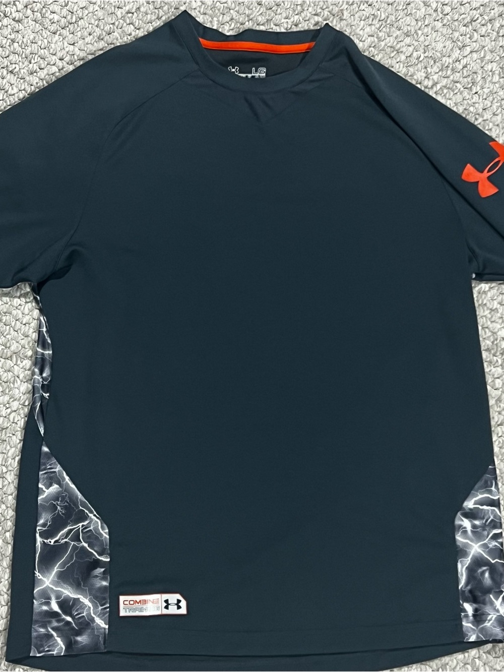 Under Armour Mens Combine Training HeatGear Shirt Gray Orange Mens Size Large